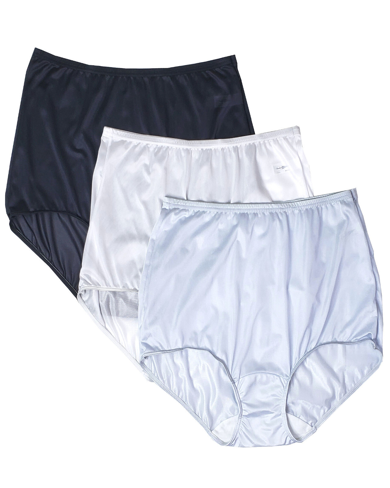 Shadowline Womens Underwear Black White Silver Nylon Full Brief High Waist Panty