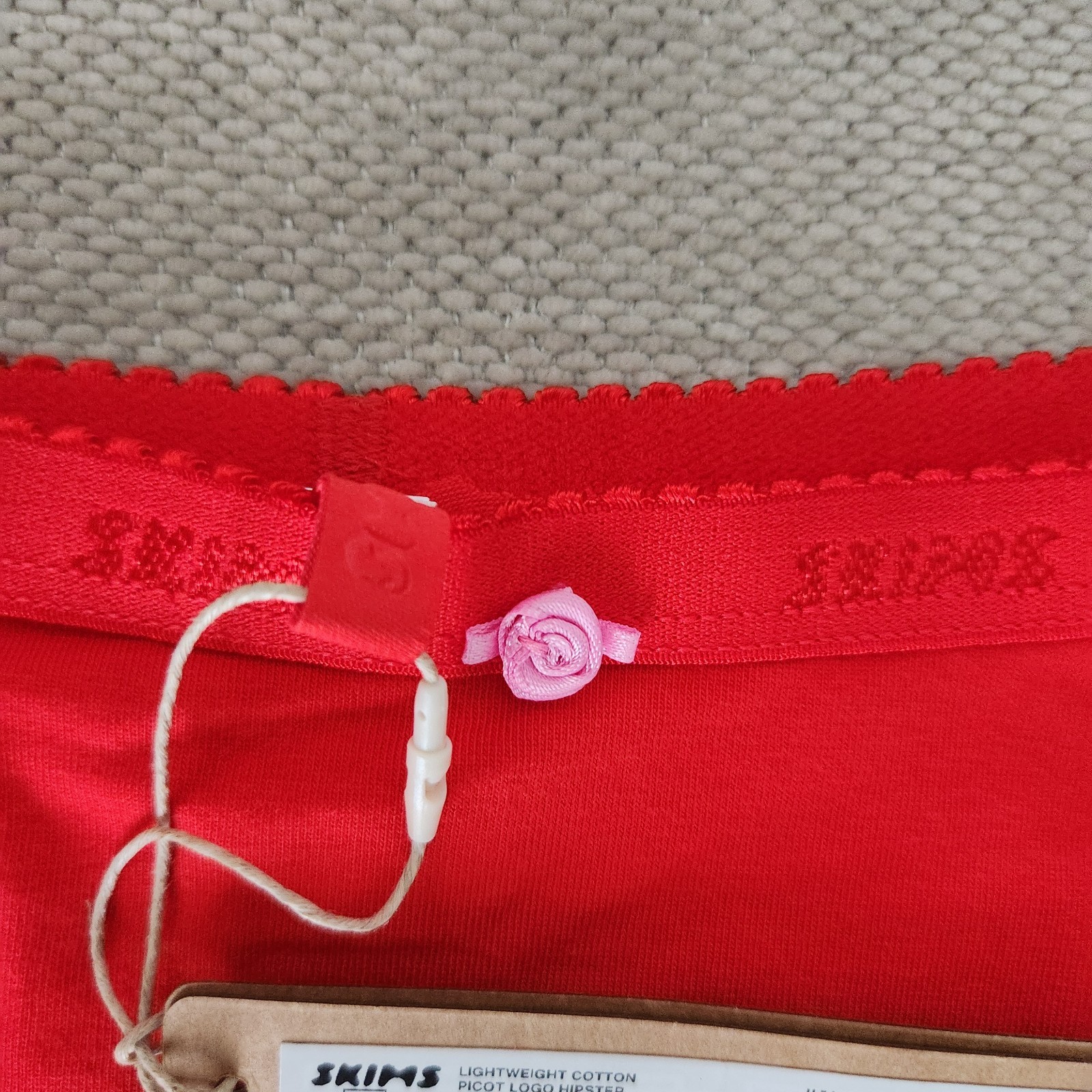 Skims Medium Ruby Tonal Lightweight Cotton Picot Logo Hipster NWT