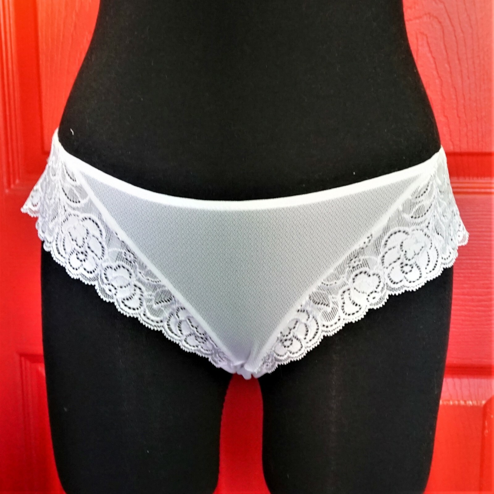 WHITE BIKINI SHEER HIPSTERS Bridal Lingerie Made In Europe Panties M Women Gift