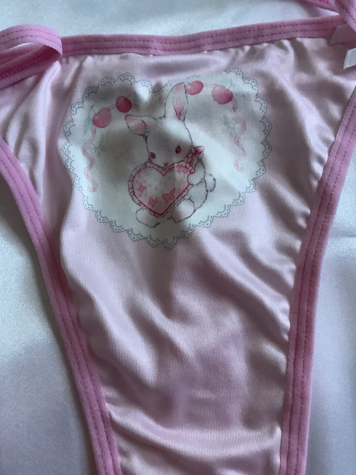 Women’s Teen Thong Cartoon Panties Kawaii Floral Bunny Pink White Red 3pk Medium