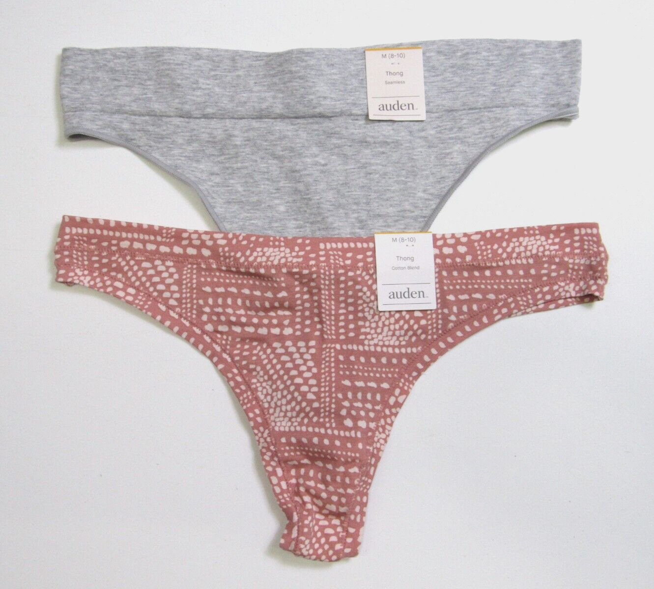 Auden Women’s Thong Variety 2 Pack Panties Medium (8-10)
