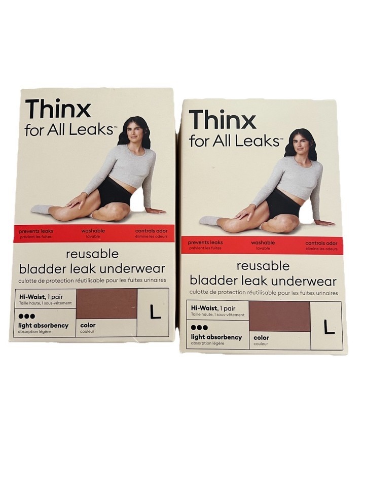 Thinx for All Leaks Hi Waist Bladder Leak Underwear Desert Rose -size L 2 pairs
