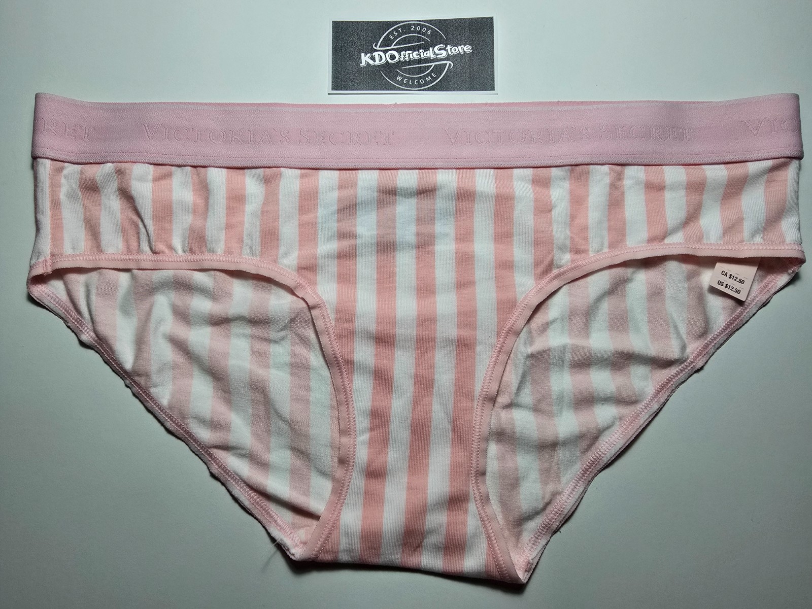 M Victoria’s Secret Cotton Hiphugger Hipster Panties Iconic Pink Stripe NWT