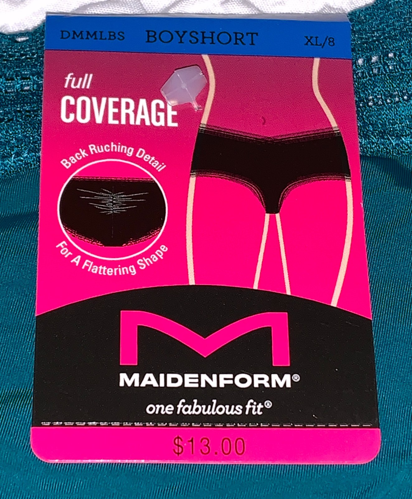 MAIDENFORM One Fab Fit Modern Full Coverage Teal Boyshort Panty Womens M 6 XL 8