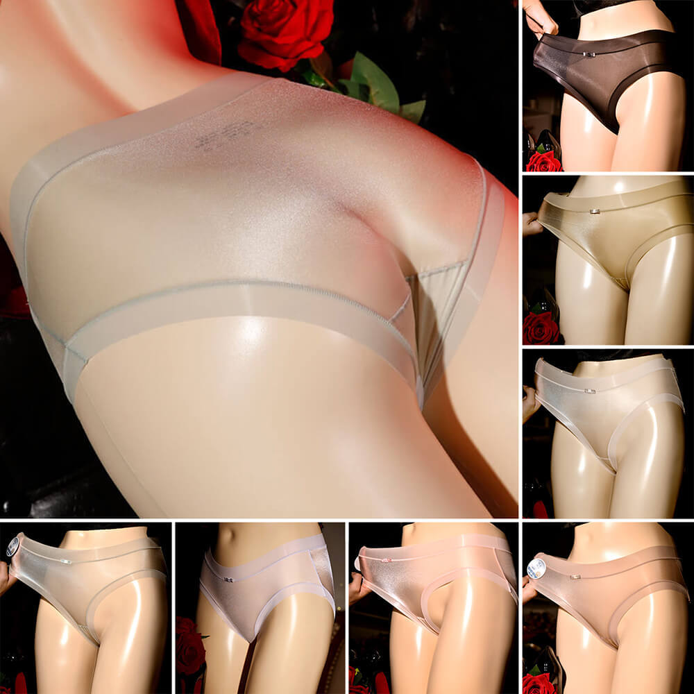 Women Ultra-thin Silky Shiny Lingerie Underwear Sheer See Through Panties Briefs