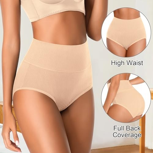 Womens Underwear Full Coverage Panties for X-Large-XX-Large 2black+2nude+1grey