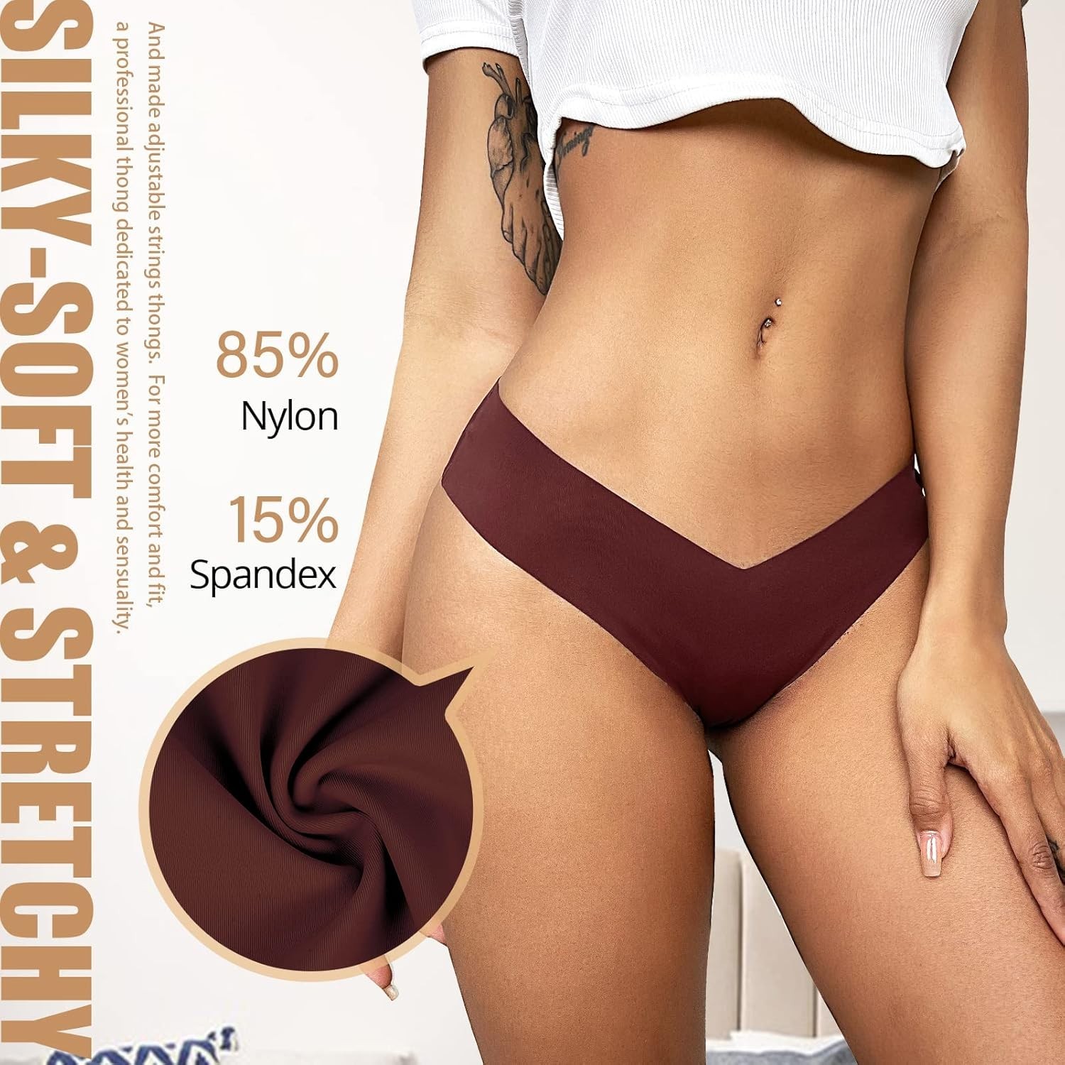 5-Pack Women’s Cheeky Underwear – Seamless Nylon Bikinis for Ultimate Comfort