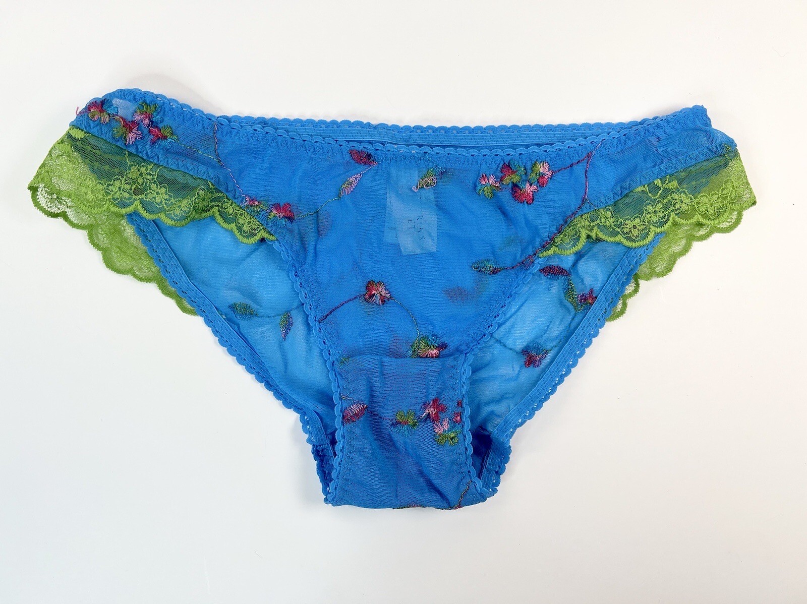 NWT VICTORIA’S SECRET VINTAGE Embroidered MESH BIKINI PANTIES S Lace Ruffle
