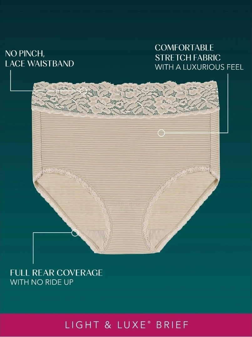 Vanity Fair Radiant Women’s Light/Luxe Underwear Stretch Lace Waistband♡Sz XL8