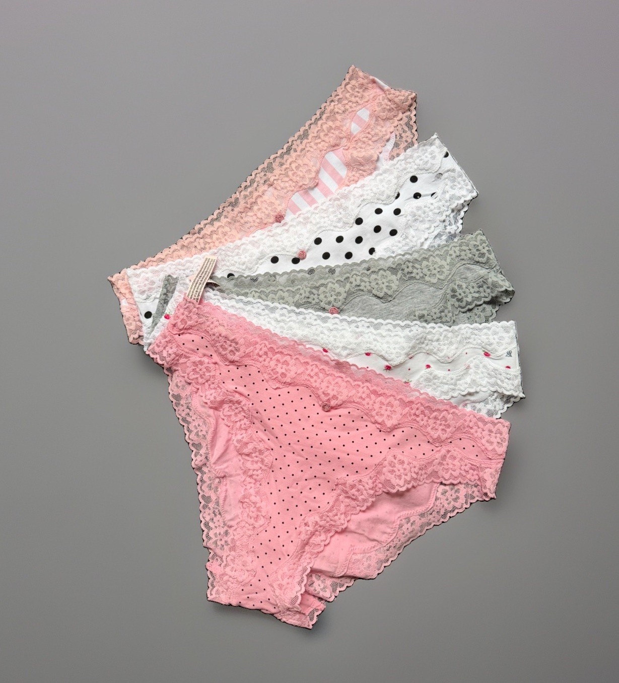 5 Pack Victoria’s Secret sz M Cotton Lace-Waist Bikini Panty Set Bundle Lot
