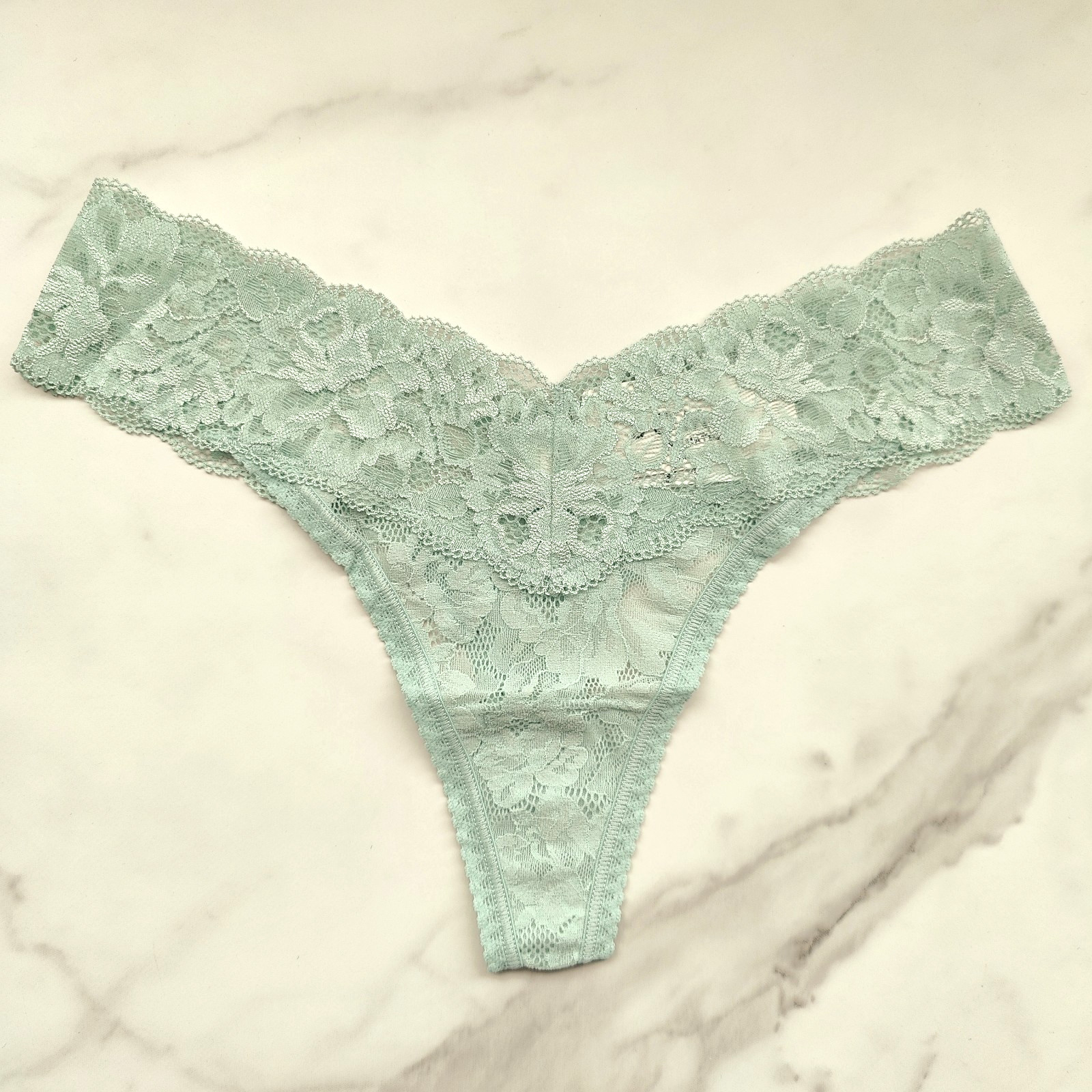 Soma Embraceable Signature All-Over Lace Thong Panty Jade Fantasy Size S/M