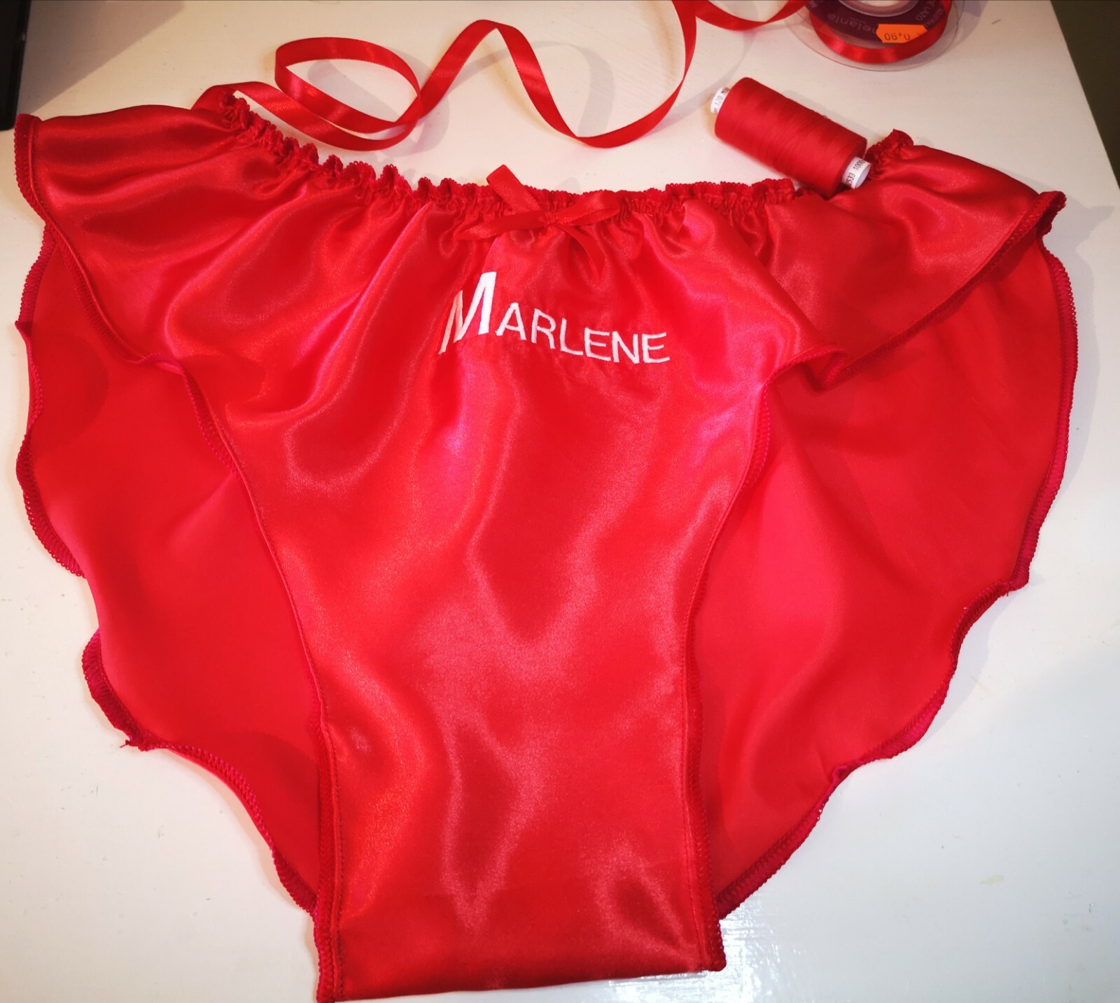 🌸MADE TO ORDER* PERSONALISED French Style SISSY Knickers” in plain satin…..🌸