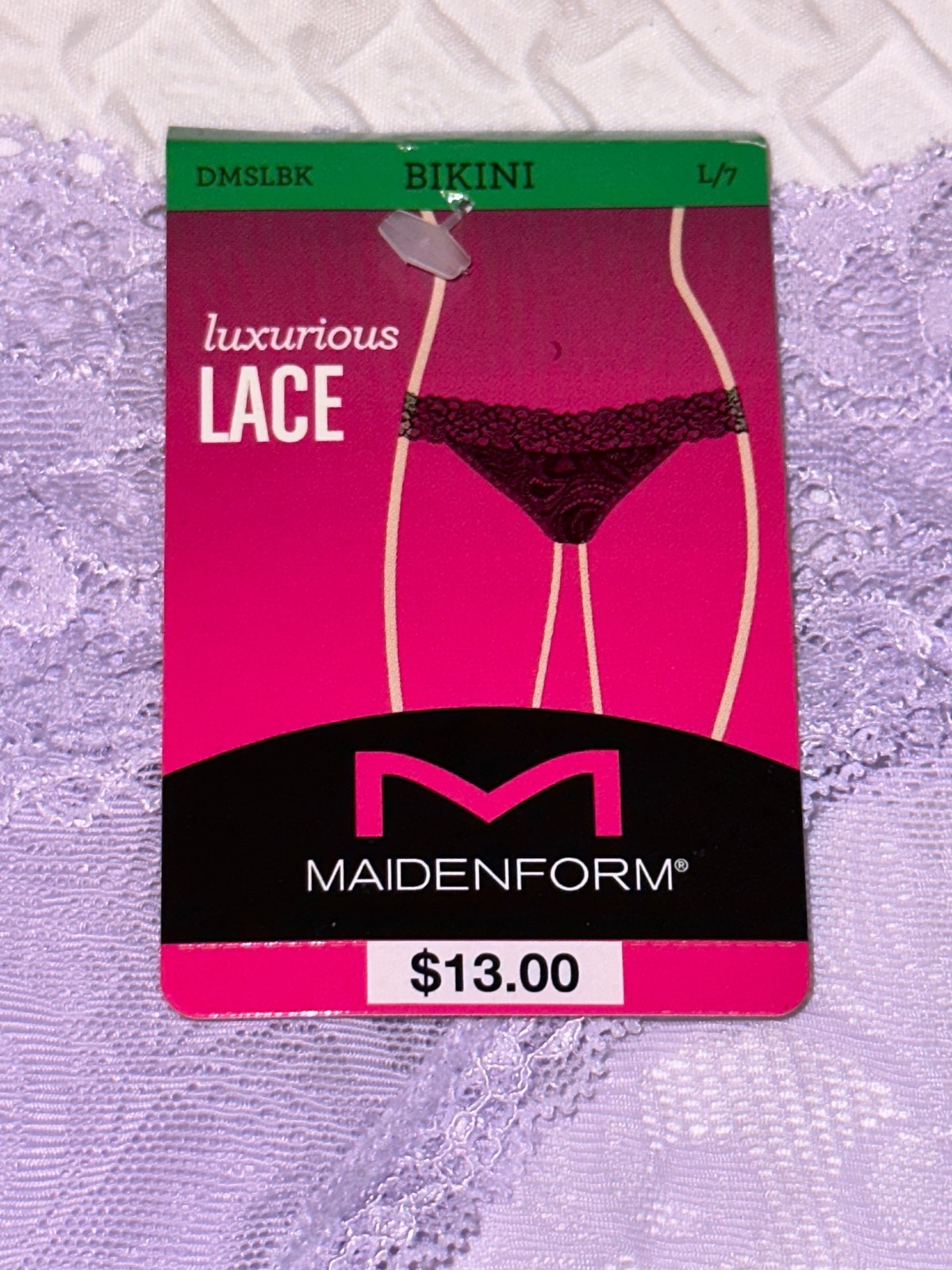 MAIDENFORM Luxurious Stretch Lace Urban Lilac V Waist Bikini Panty Womens Sz L 7