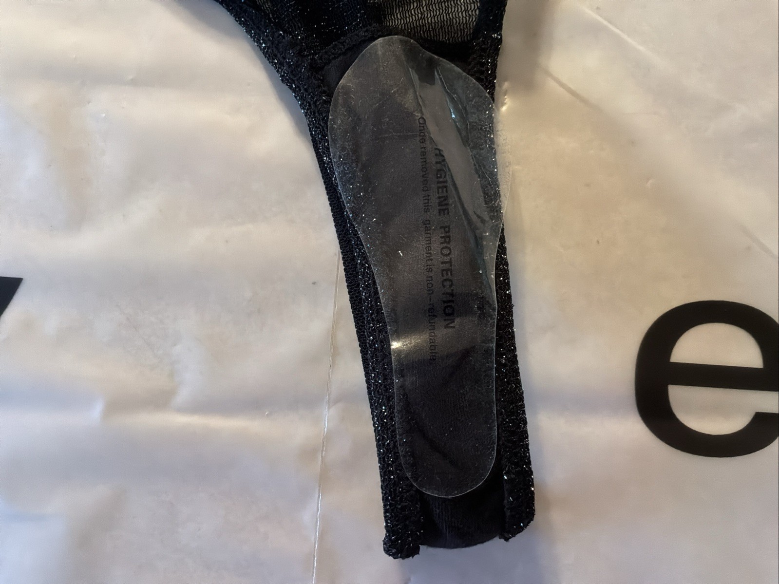 Black Sparkle Lingerie Pretty Little Things Thong Tanga Panty – RN#167448 NEW