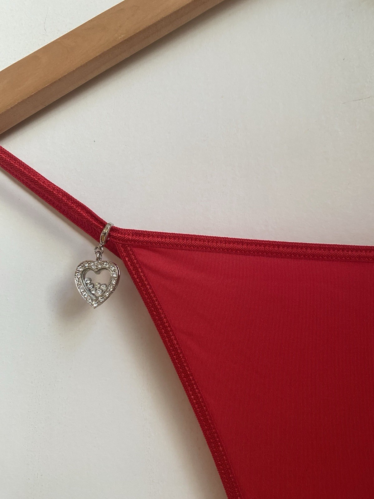 Victoria’s Secret Red Thong, size M, With Diamond Heart Charm, very nice !