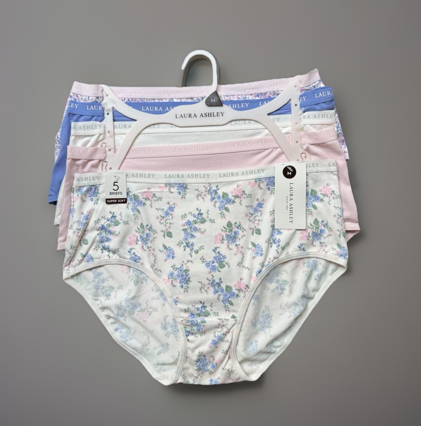 5 Pack LAURA ASHLEY Super Soft Brief Panty sz M Set Bundle Lot