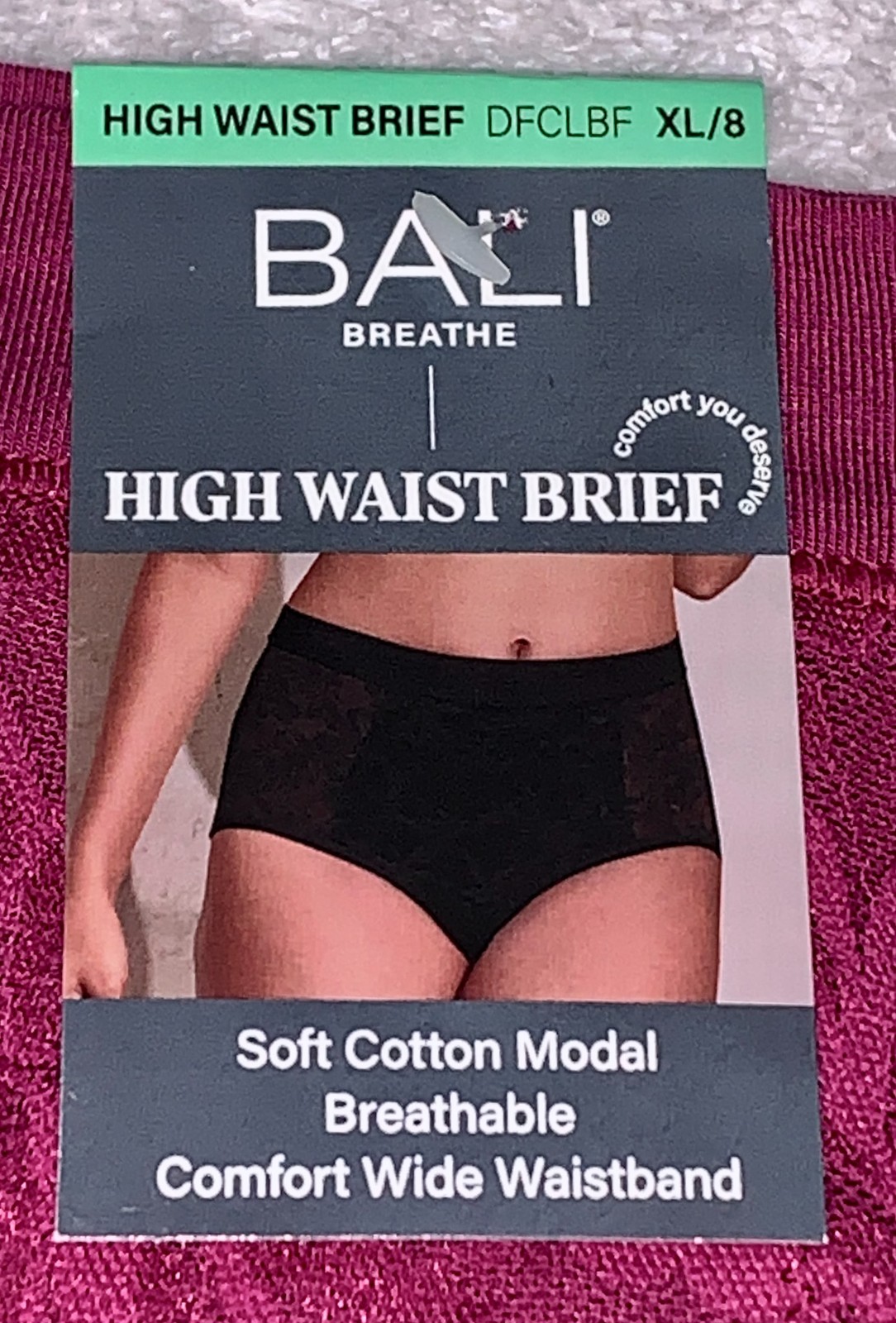 BALI Breathe Cotton Modal Lace Deep Cerise Pink Brief Panty Womens M 6 XL 2XL 9