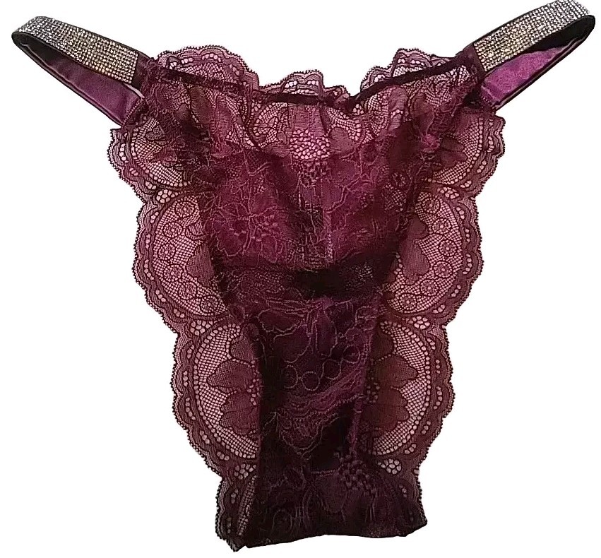 Victoria’s Secret VS Shine Strap RHINESTONE Brazilian Panty Large Scalloped NEW