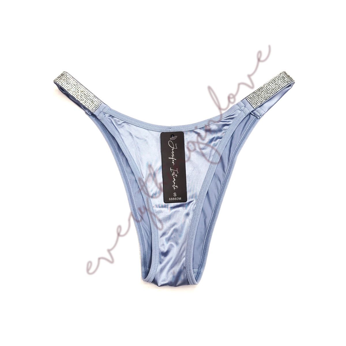 Brilliant Rhinestone Straps Shiny Satin Cheeky Knicker Brazilian Thong Panties