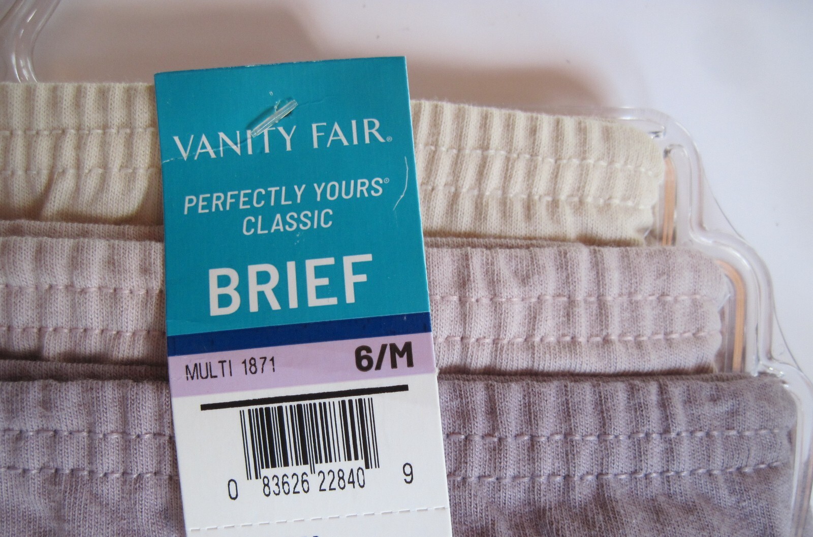 3 pair Vanity Fair Tailored 100% Cotton Brief Panties 15320, Asst, 6 M, FREE S&H