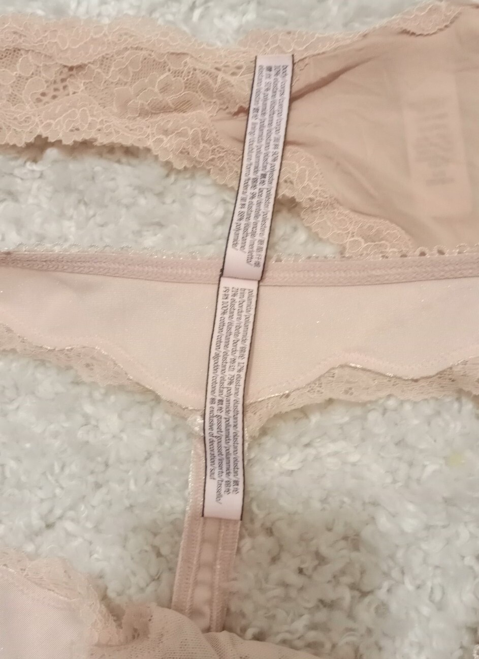 Lot Of 2 Victoria’s Secret Velvet/Sheer/Mesh/Lace Thong Panties Lrg DREAM ANGELS