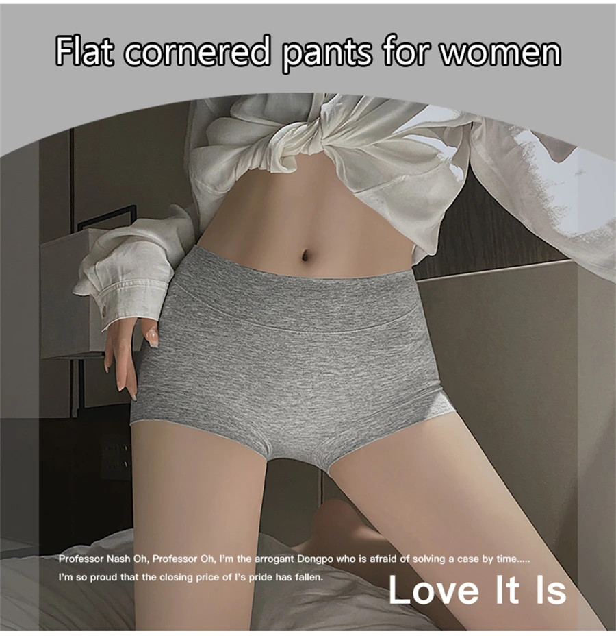 Mid Waist Cotton Panties Seamless Boyshort Solid Color Soft Underwear M-XXL