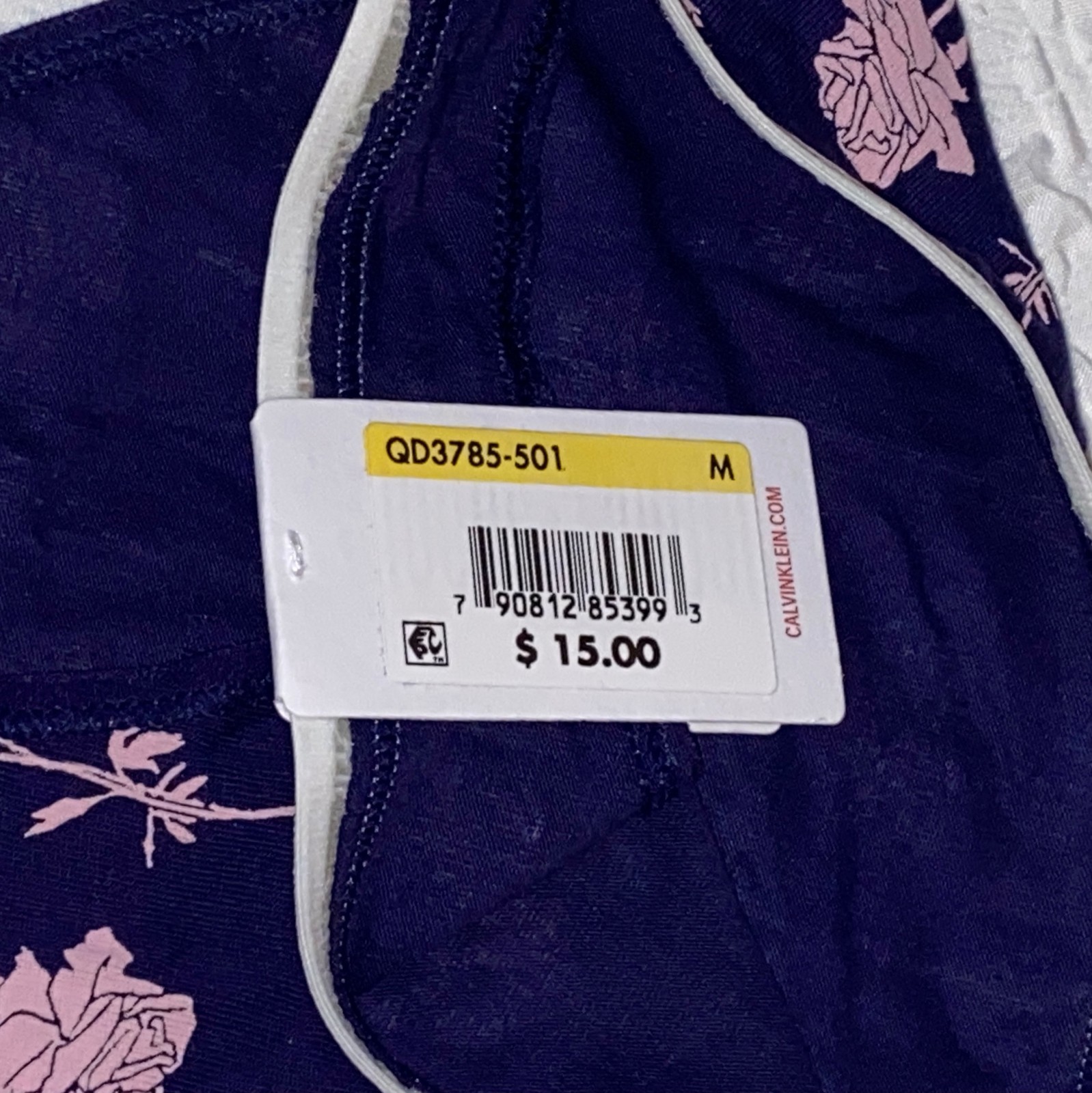 CALVIN KLEIN CK One Cotton Navy Blue Pink Floral Bikini Panty NEW Womens Sz M 6