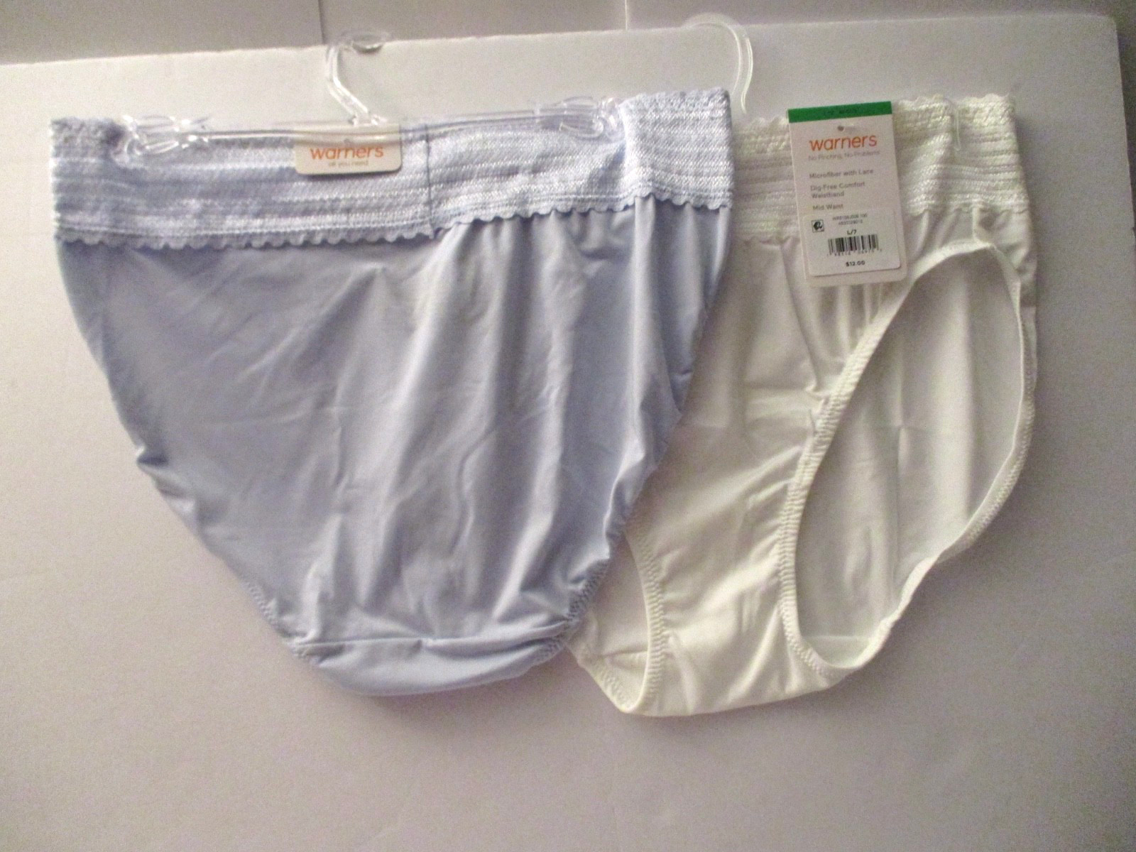 Warners hi cut panties microfiber with lace 2 pair size 7/L style 5109J