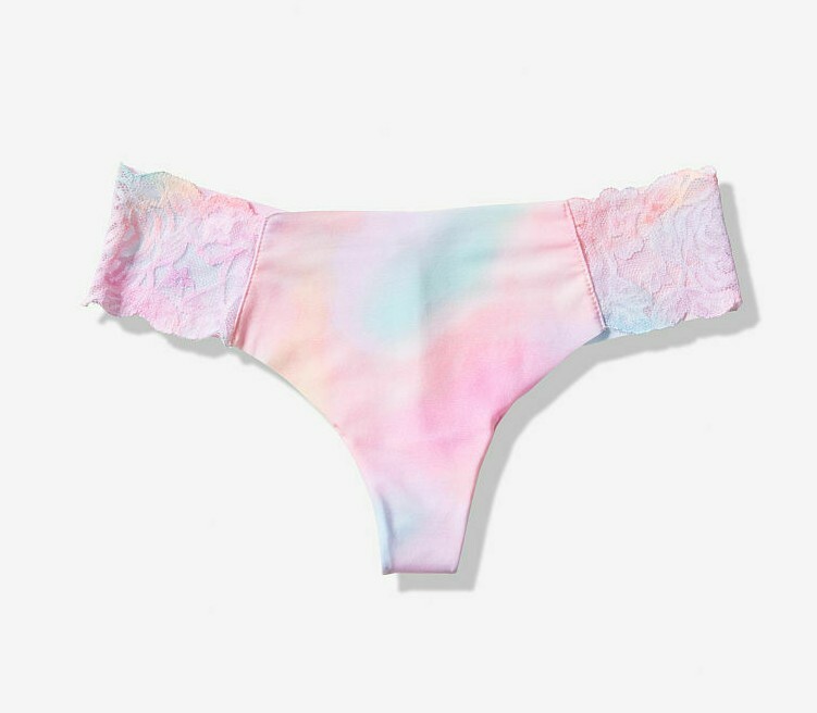 Victorias Secret Seamless NWT Lace Side Trim No-Show THONG Panty SEXY Raw PINK