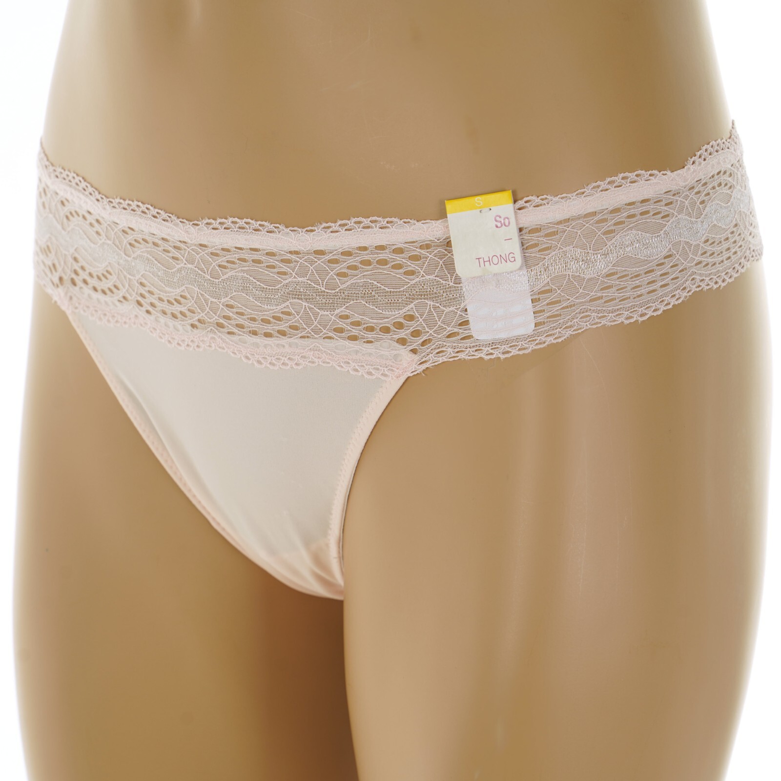 SO INTIMATES Junior’s Size 3-5 SMALL Lace Waistband LIGHT PINK THONG Panties