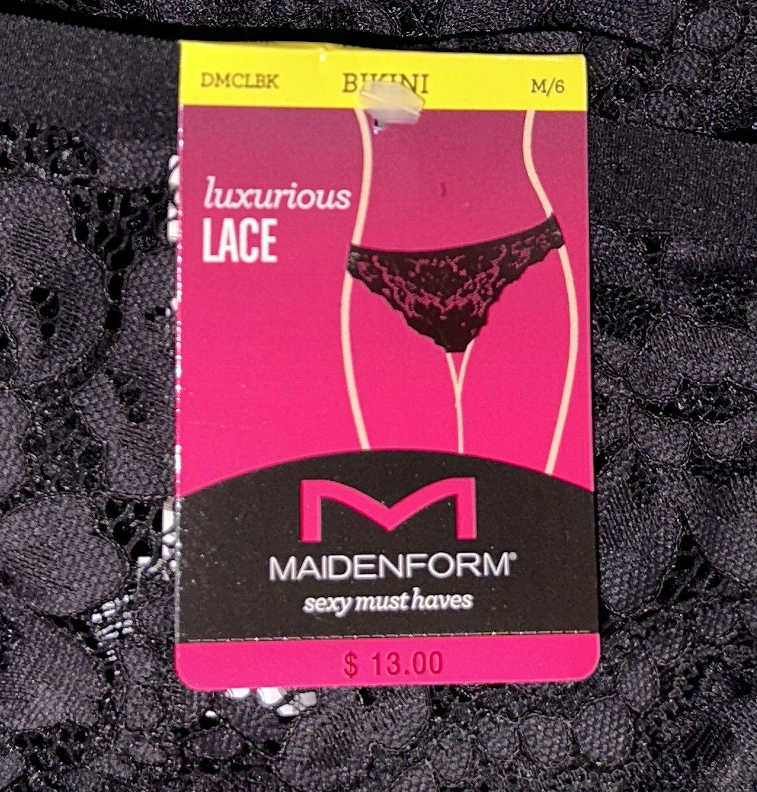 MAIDENFORM Luxurious Sexy Must Have Allover Lace Black Bikini Panty Womens M 2XL