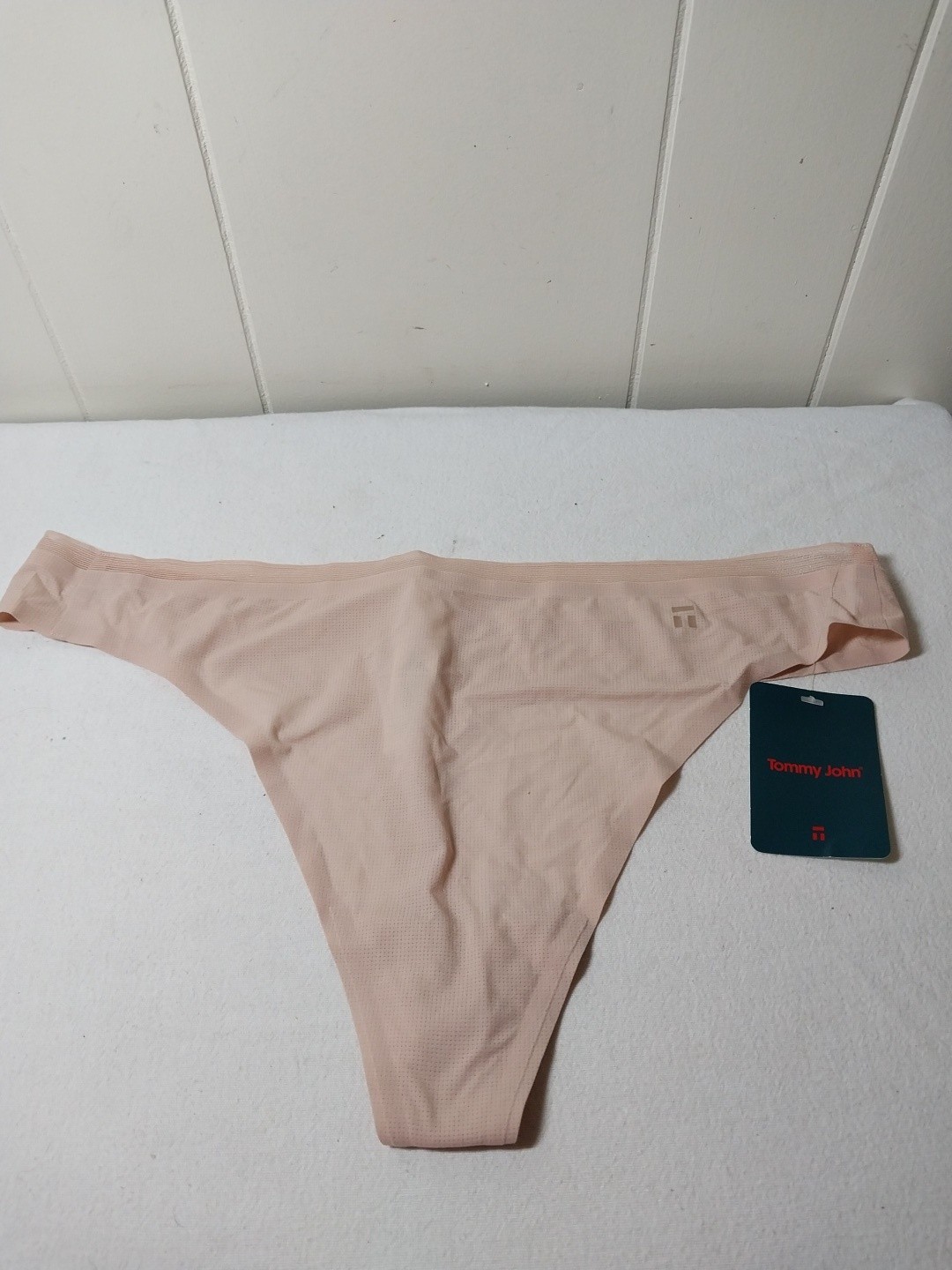 Tommy John Air Thong Panty Rugby Tan Size XL Beige Stretch Comfort Mesh NWT