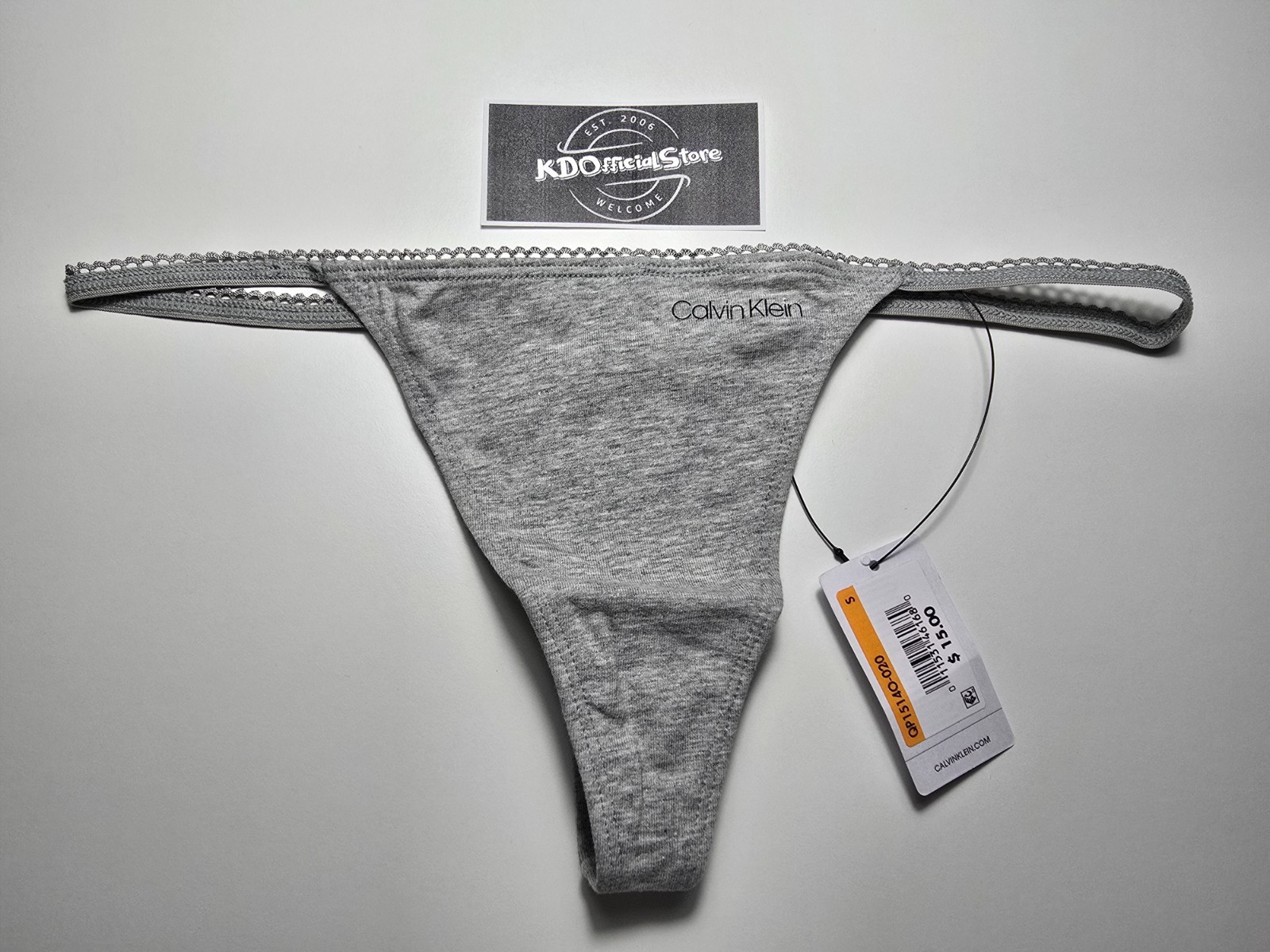 S Calvin Klein Cotton String Thong Panties Underwear Gray Heather NWT
