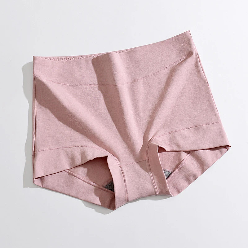 1pc High Rise Panties Pure Cotton Solid Color Boxer Shorts Plus Size Underwear