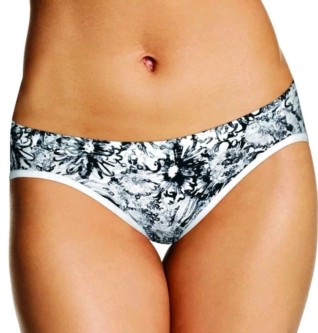 New Maidenform Size 9/XXL Invisible Look BARELY THERE Black Floral Bikini Panty
