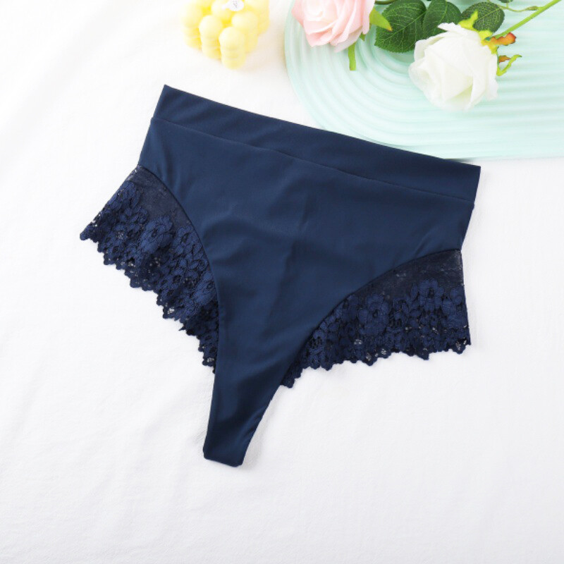 4 Pack Lot Sexy Womens High Waist Thongs Panties G string Lace Sheer Underwear