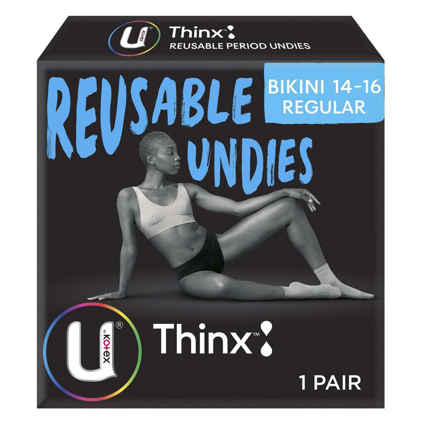 U By Kotex Thinx Reusable Period Undies Bikini Cut Regular 1 Pair Size 14-16