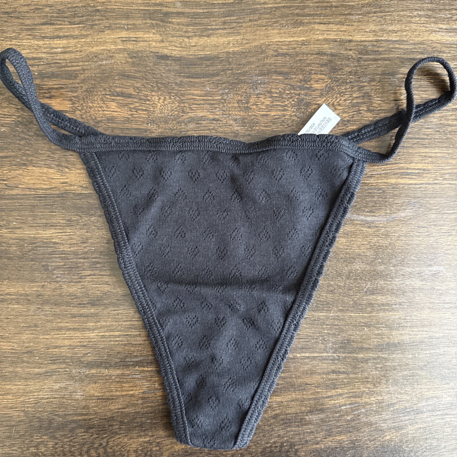 Pink By Victoria’s Secret, Large, Black Cotton String V String Panties