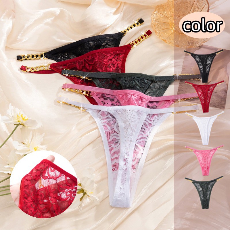 5 Pack Lot Sexy Womens Lace Panties Thongs See Through Underwear Lingeries Brief