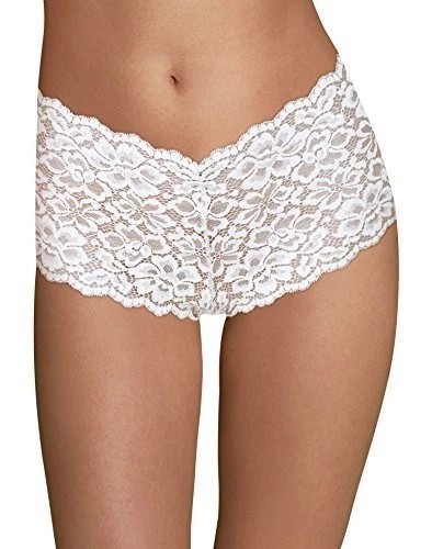 Maidenform Women’s 1-Pack Casual Comfort Lace Boyshort Panty, White, 9 / XXL