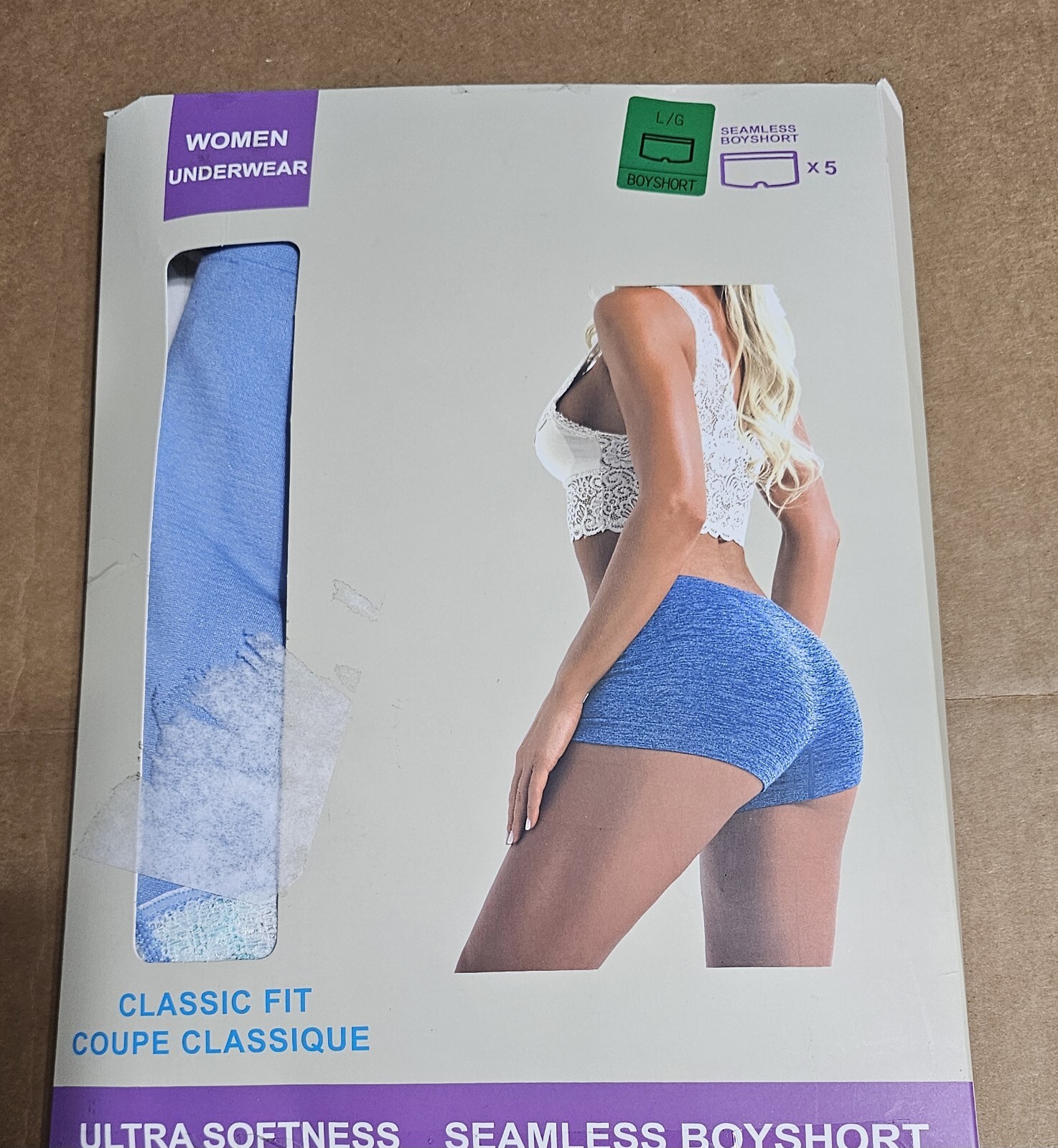 Deep Touch Woman’s Briefs Seamless Boyshort 5-Pack Multicolor Size L-12/14 163