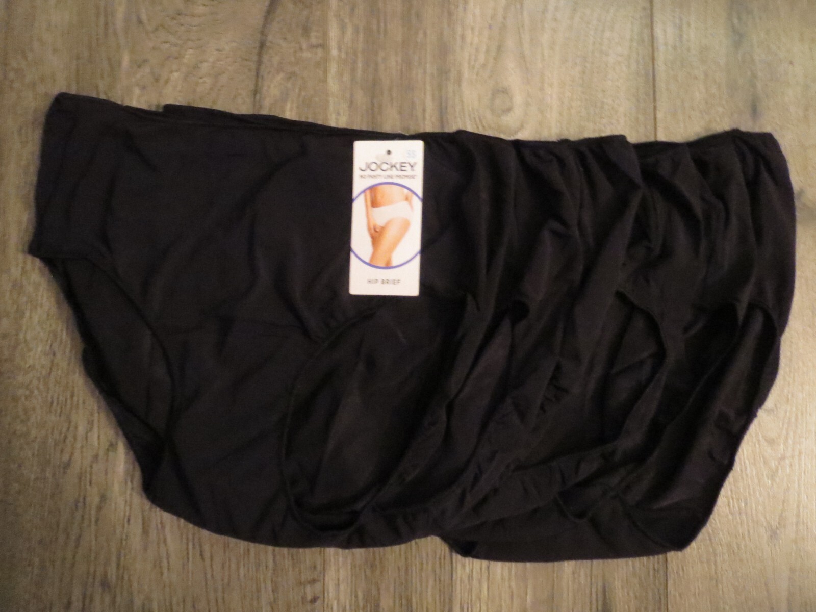 womens jockey lot/6 no pantyline promise black hip brief panties, sz 5/S, NWT