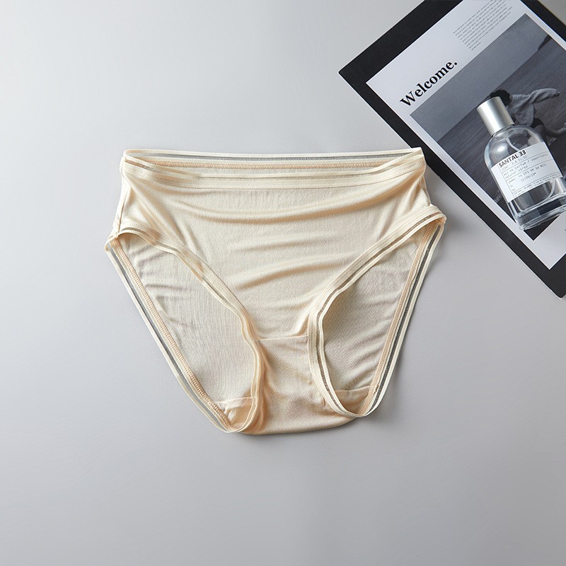 Luxury Double-faced Silk Knit Women’s Underwear 100% Mulberry Silk Briefs Solid@