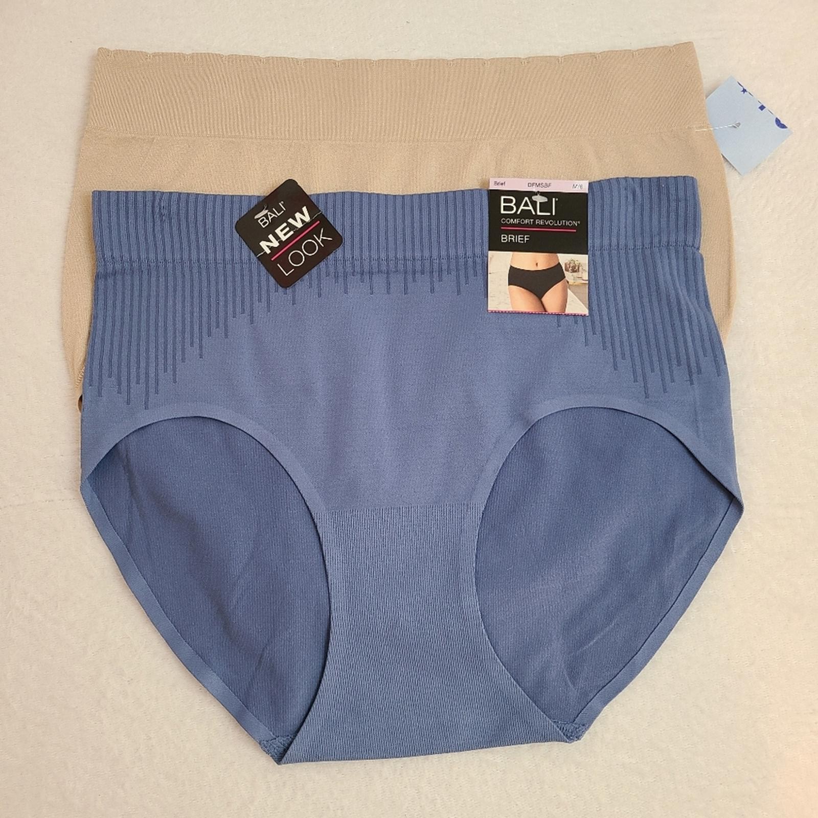 2pk Bali Vanity Fair Seamless Stretch Nylon Comfort Brief Panties Size M