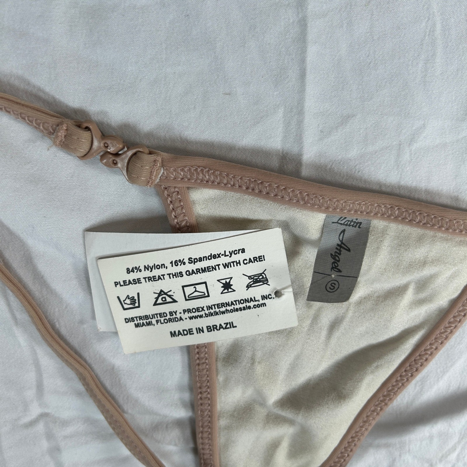 Latin Angel VTG Nude G-String Thong Professional Dancewear Made Brazil Small NEW