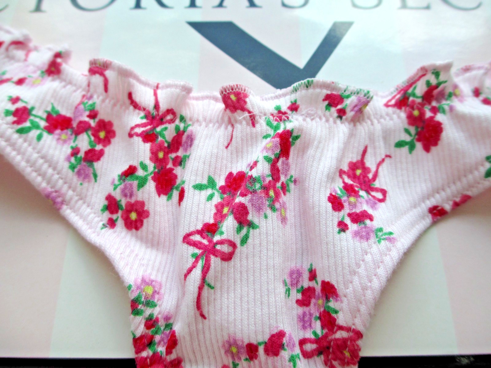 VICTORIA’S SECRET PINK Cotton High Leg Thong Panty S M L XL Tie Bow NWT Ruffle