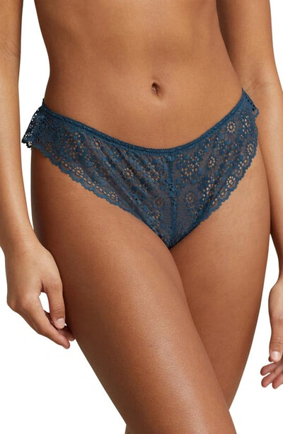 POLO RALPH LAUREN Lace Tanga Panties In Denim SZ M XS S