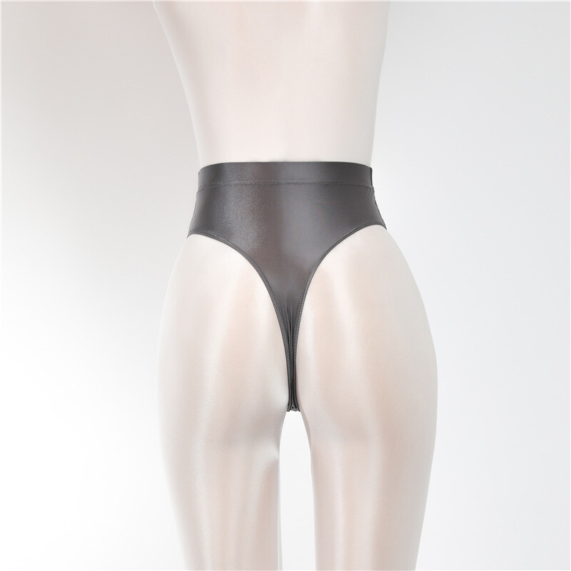 Glossy Shiny Satin T-back Panties Wet Look Thongs Plus Size Underwear
