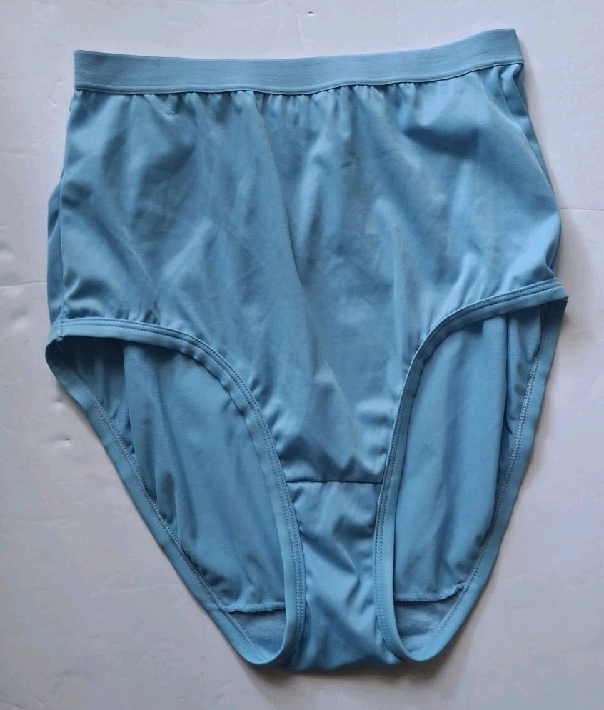 Vtg Warners Hi-cut Granny Panties Briefs Sz 6 No Ride Up Blue Nylon Cotton 05129