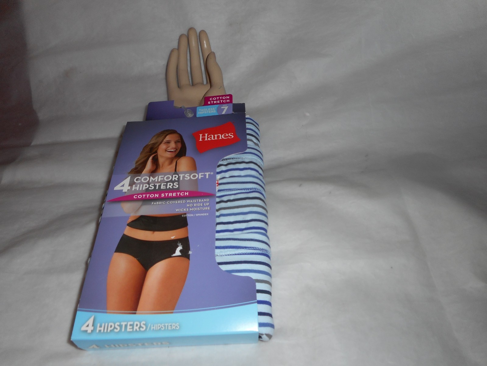 Hanes 4 Pack Comfortsoft Blue Stripe Multicolor Women Hipster Panty 7/Large & 9